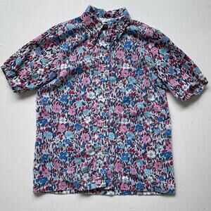 Vtg 60s SEARS Flower Power Button Up Collared Women's Shirt Blouse Sz 10 / Retro